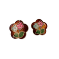 Vintage Cloisonne Floral Stud Earrings