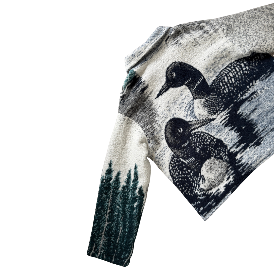 Loons on a Lake Recycled Blanket Jacket | Large