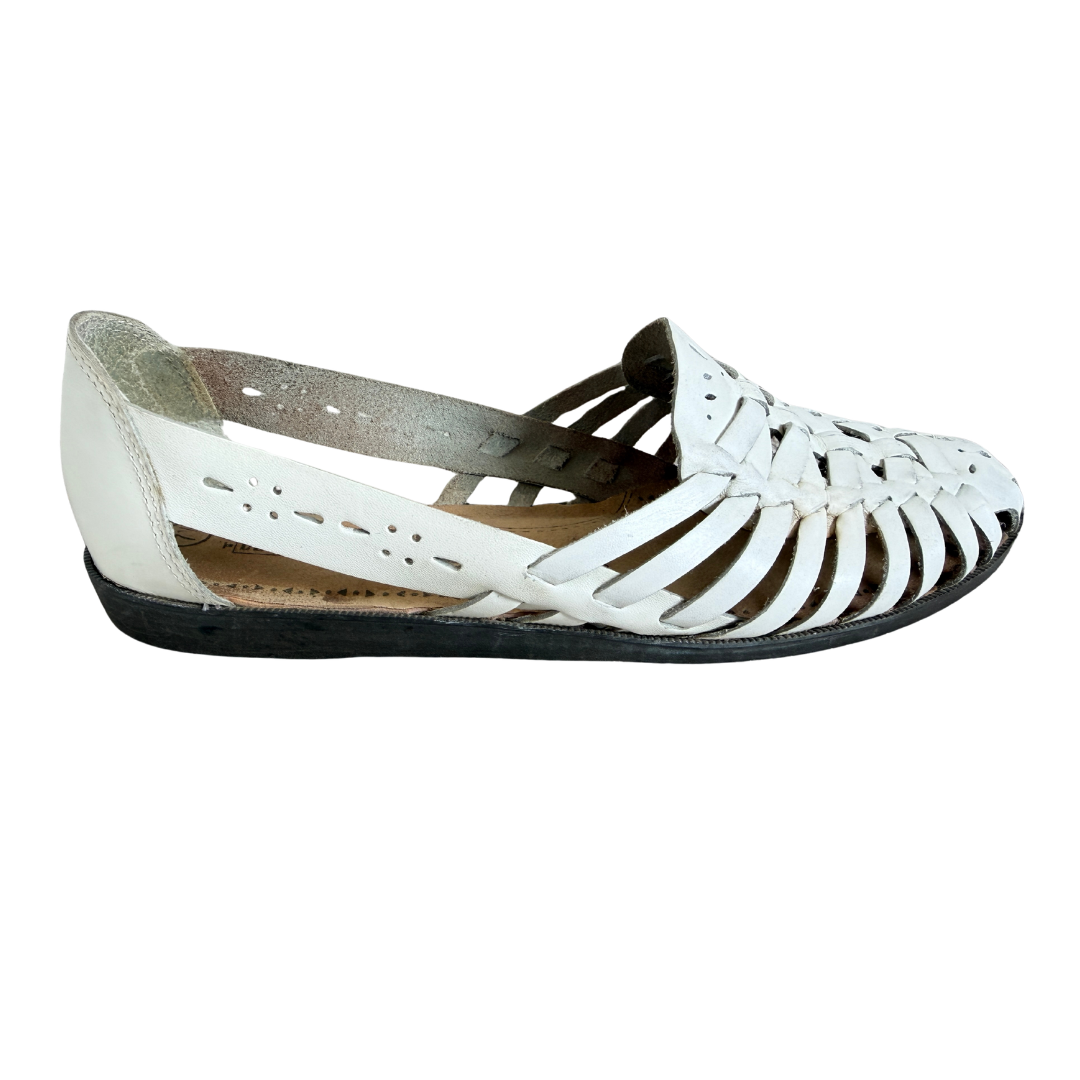 The Leather Collection White Huarache Shoes | 7 1/2