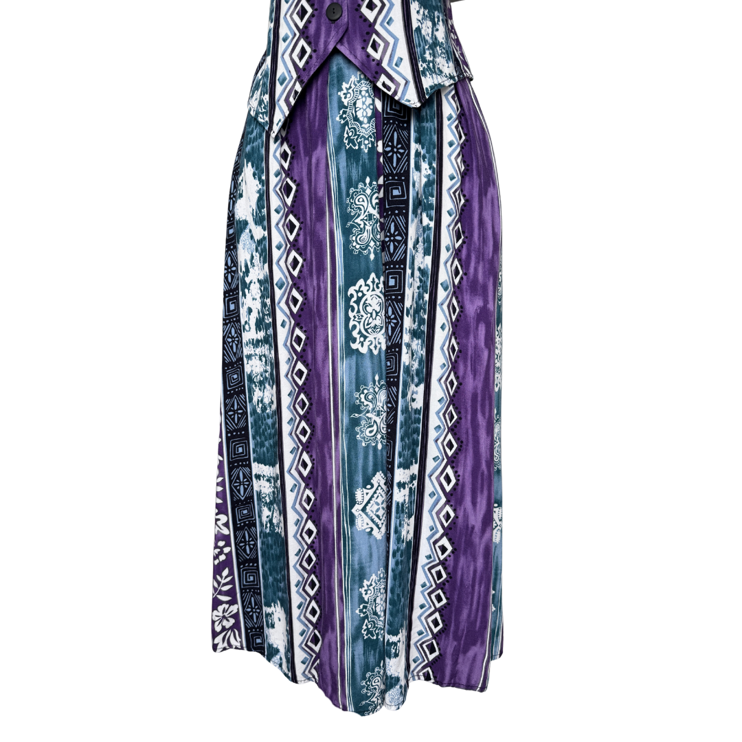 Avon Purple and Teal Abstract Skirt | Medium