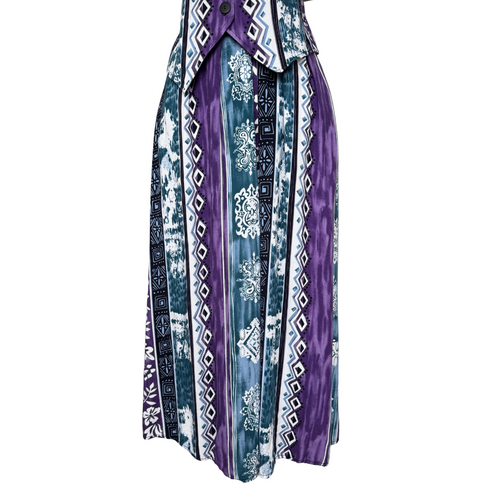 Avon Purple and Teal Abstract Skirt | Medium