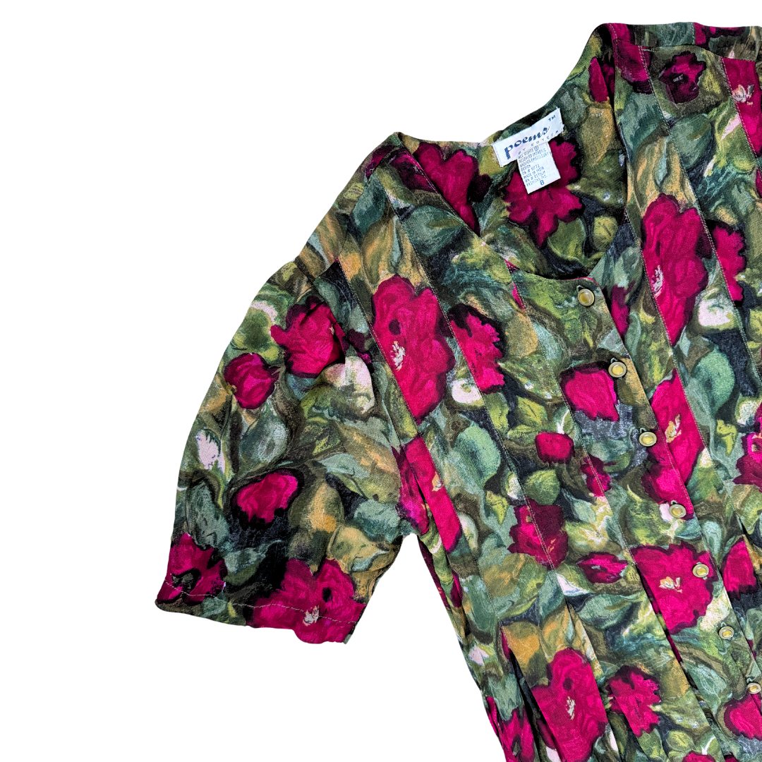 Poems by Esteem Red and Green Floral Maxi Dress | Medium