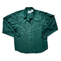 Vintage 80s Evidence Emerald Green Silk Blouse | Large