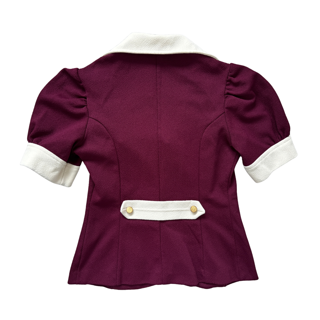 Arpeggio Missy Petite Burgundy Puff Shoulder Blouse | Extra-Small