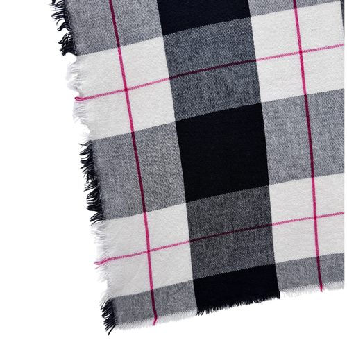 Black, White and Red Flannel Plaid Square Scarf