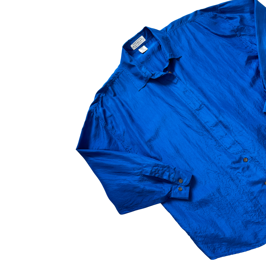 Compagnie International Express Royal Blue Silk Blouse | Medium - Large
