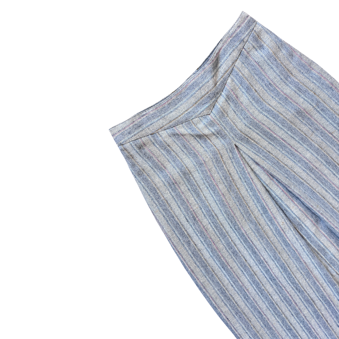 Brian David Grey Striped Textile Midi Skirt | Small