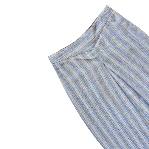 Brian David Grey Striped Textile Midi Skirt | Small