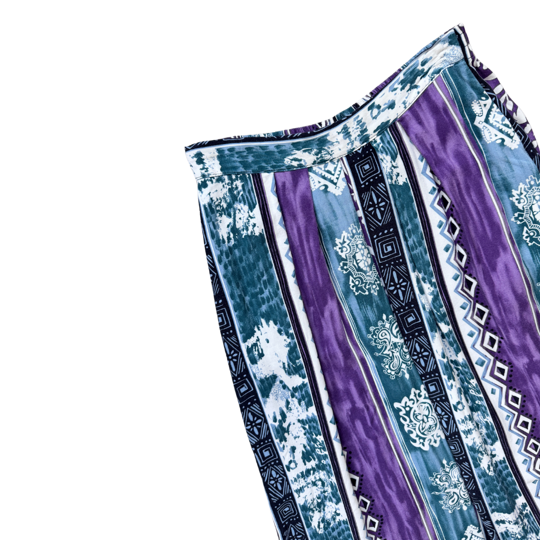 Avon Purple and Teal Abstract Skirt | Medium