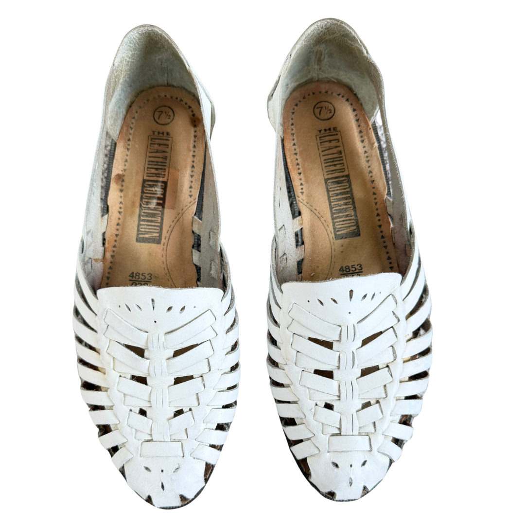 The Leather Collection White Huarache Shoes | 7 1/2
