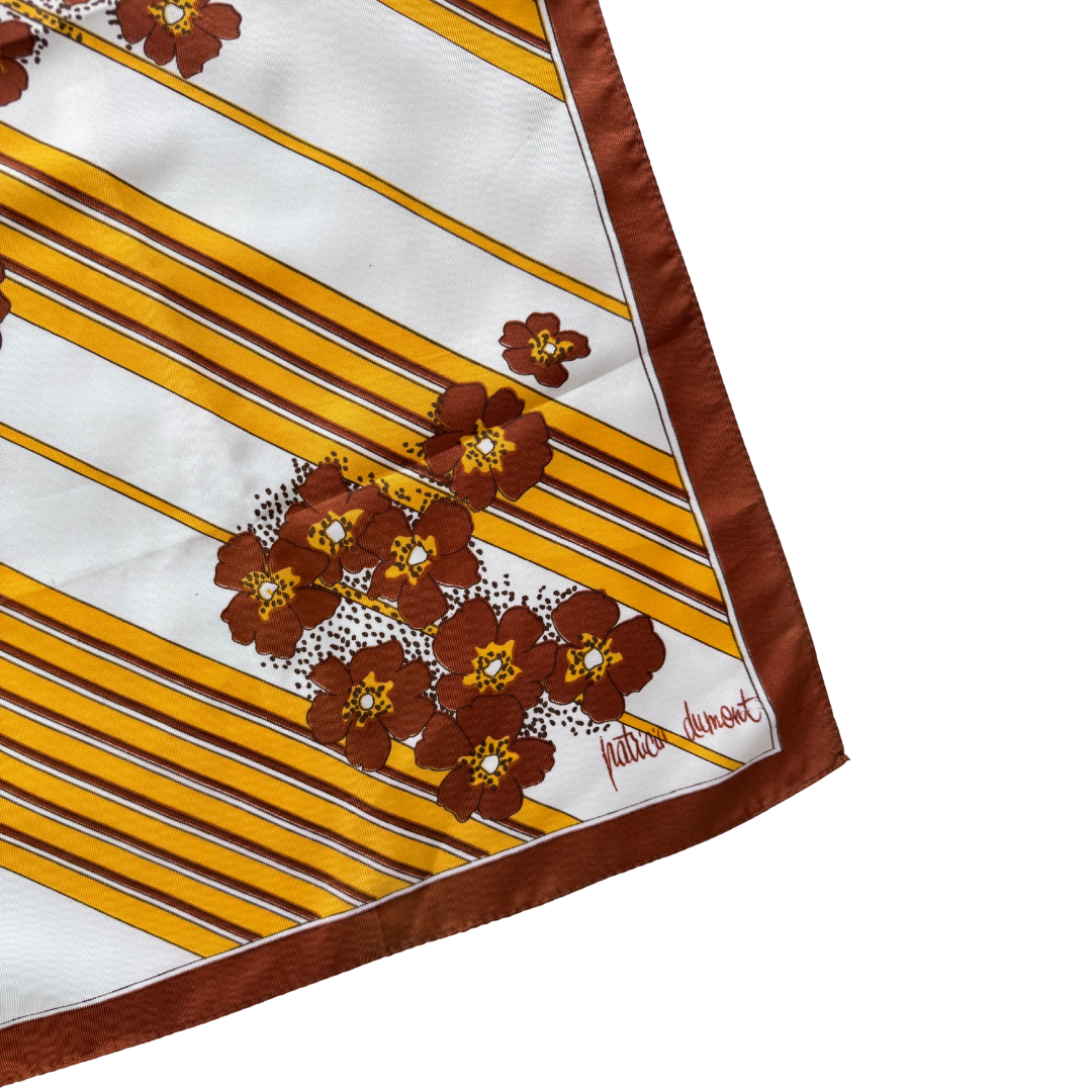 Patricia Dumont Yellow and Brown Floral Square Scarf