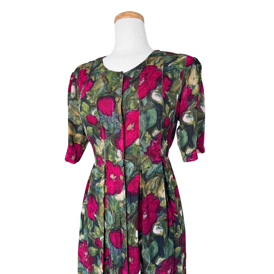 Poems by Esteem Red and Green Floral Maxi Dress | Medium