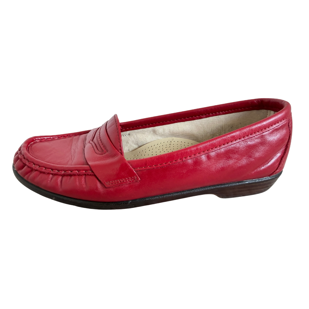 SAS Genuine Comfort Red Leather Loafers | 6