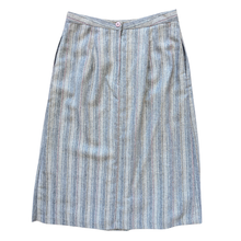 Load image into Gallery viewer, Brian David Grey Striped Textile Midi Skirt | Small
