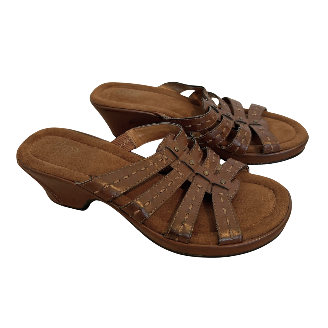 G.H. Bass Brown Lattice Wedge Sandals | 7M