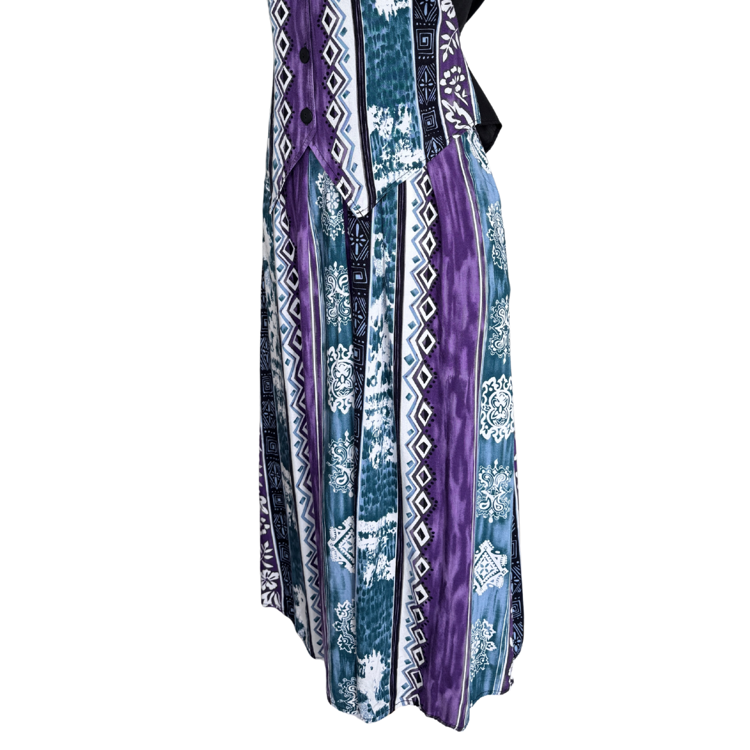 Avon Purple and Teal Abstract Skirt | Medium