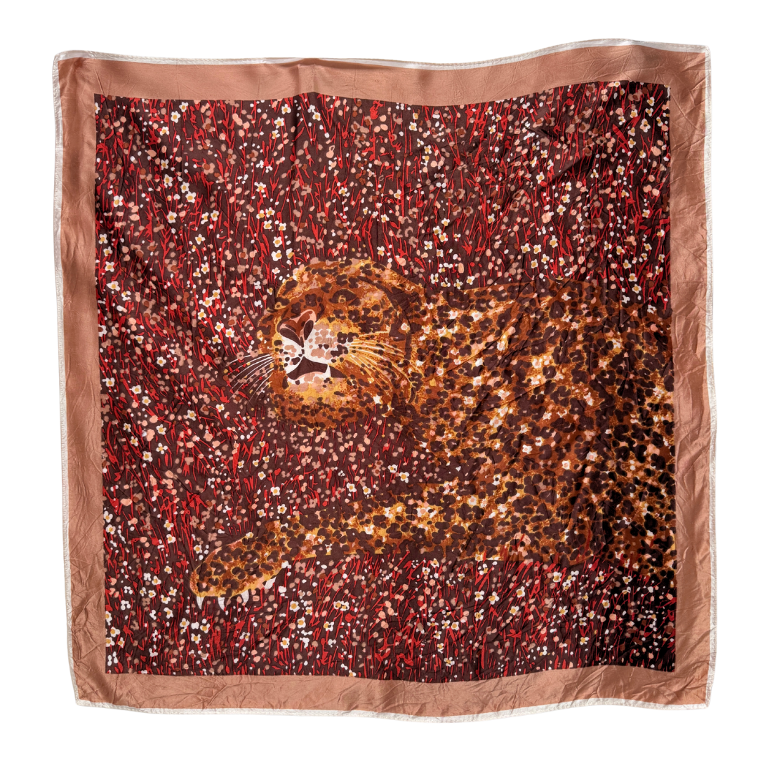 Vintage Floral Leopard Graphic Square Scarf