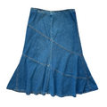 Vintage 2000s Y2K Simon Chang Ruffled Denim Midi Skirt | Large