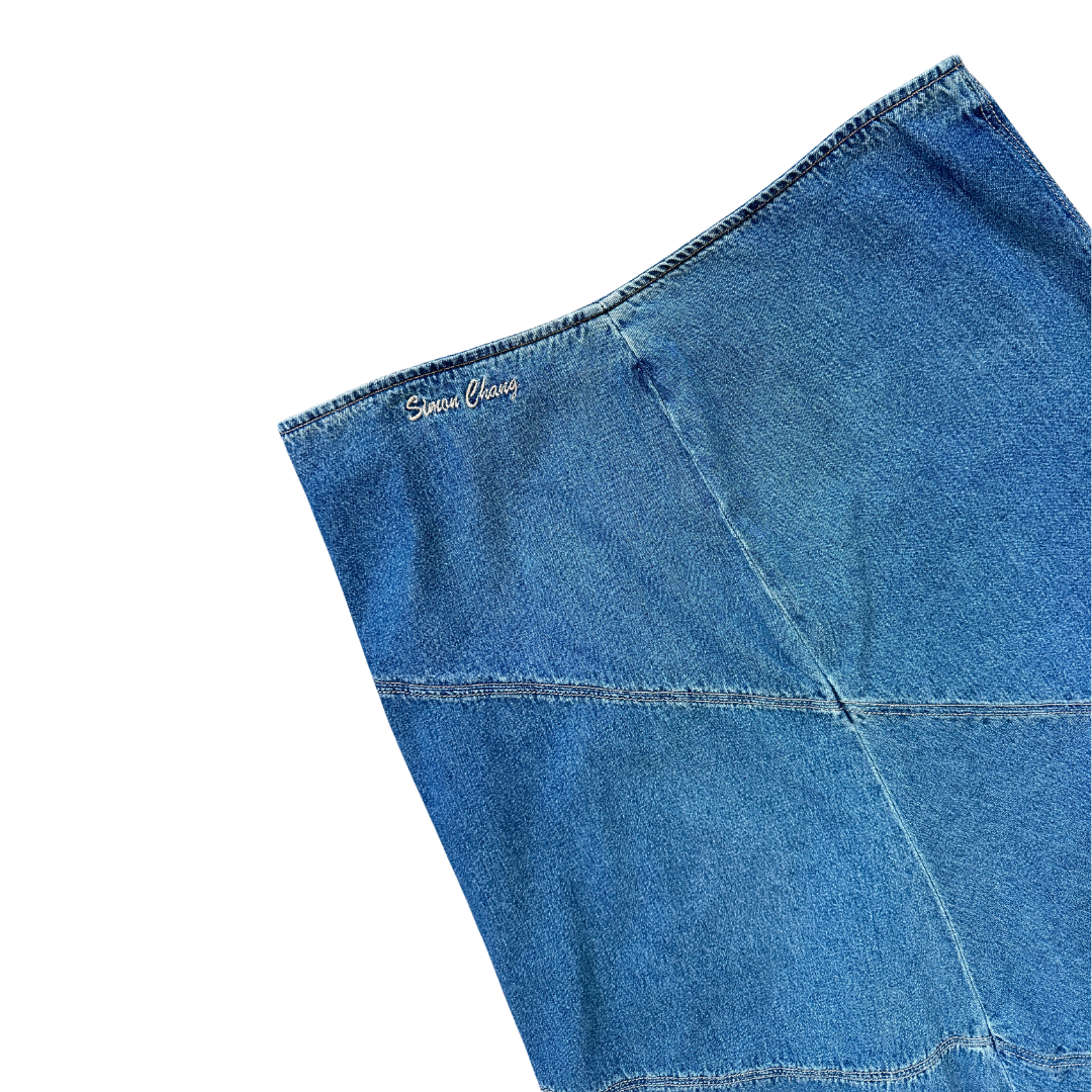 Simon Chang Denim Midi Skirt | Large