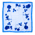 Vintage Lee Fashions Blue and White Rose Square Scarf