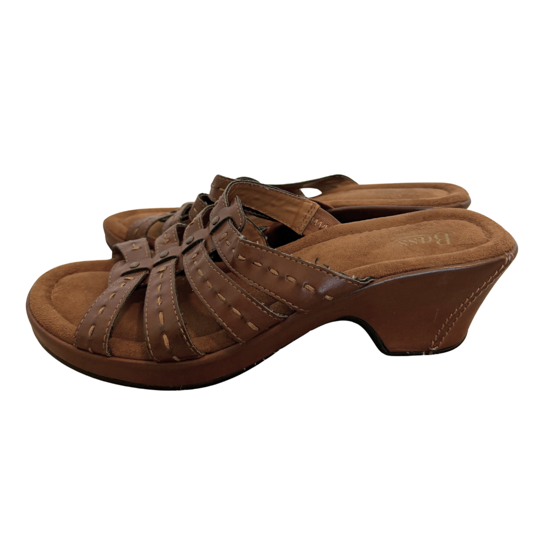 G.H. Bass Brown Lattice Wedge Sandals | 7M