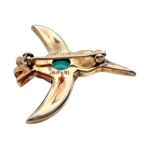 1940s Crown Trifari "Jelly Belly" Hummingbird Brooch