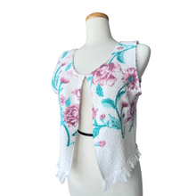 Load image into Gallery viewer, Recycled Vintage White Towel Vest with Pink Floral Print | Medium-Large
