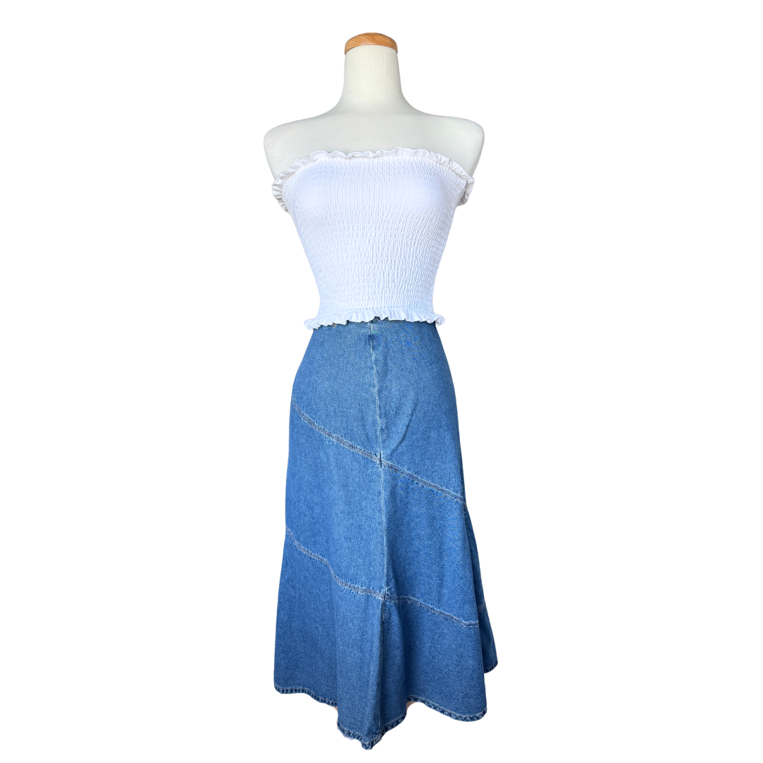 Simon Chang Denim Midi Skirt | Large