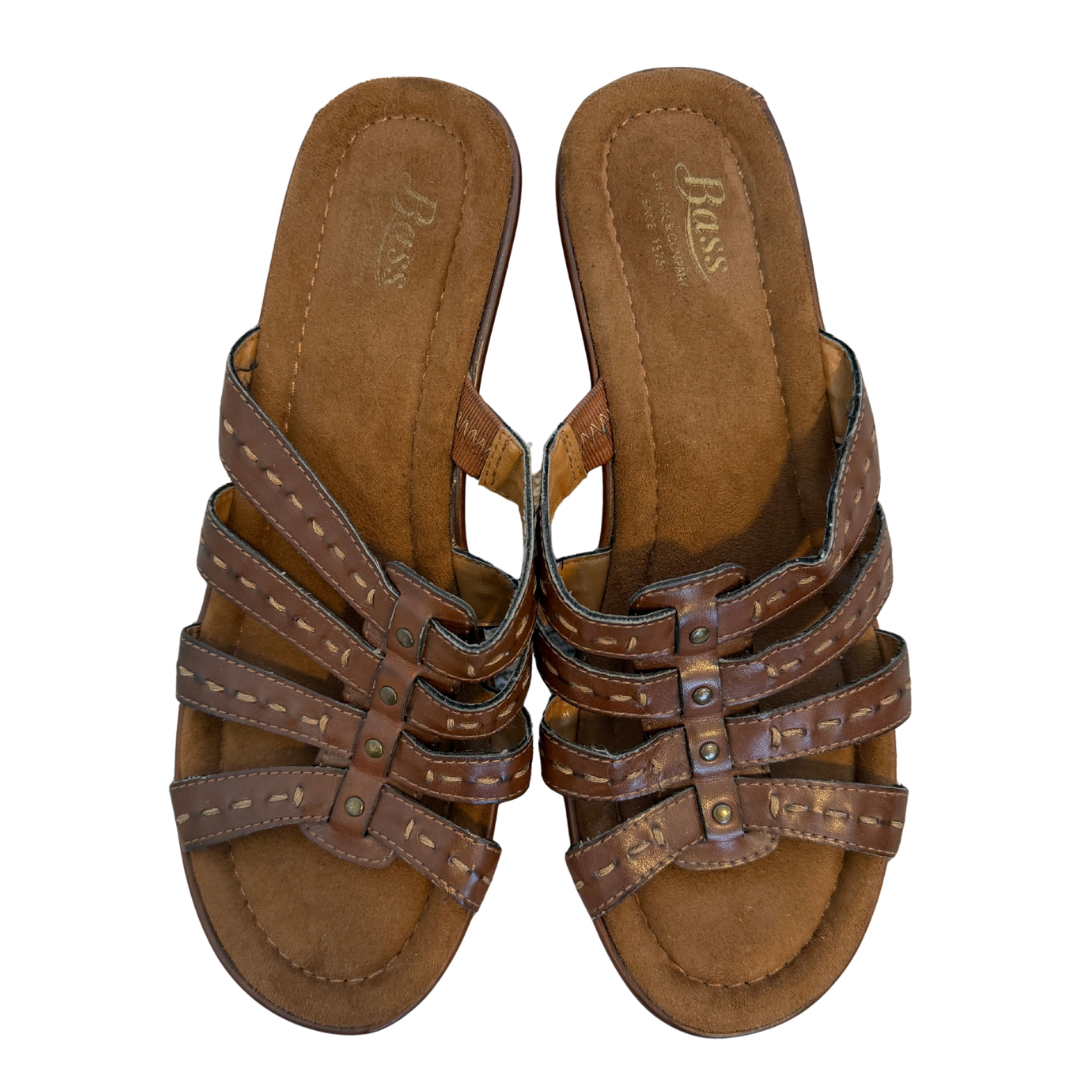 G.H. Bass Brown Lattice Wedge Sandals | 7M