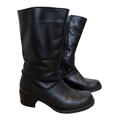 Vintage 90s-Y2K Henri Pierre Square Heel Black Leather Boots | 6 1/2-7