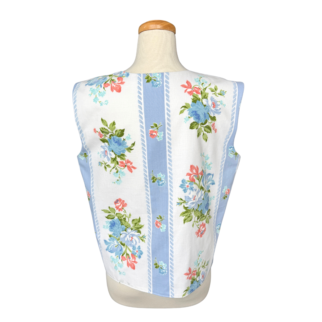 Recycled Blue and White Floral Vest | Extra-Large