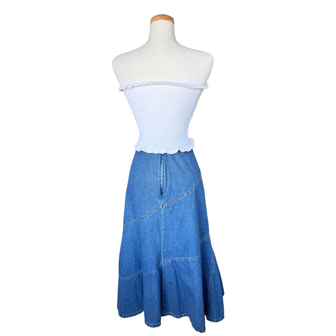 Simon Chang Denim Midi Skirt | Large