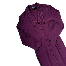 Load image into Gallery viewer, Dawn Joy Fashions Plum Dress with Oversized Embroidered Collar | Medium
