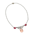 Antique 1920s Art Deco Peach Teardrop Necklace with Marcasite