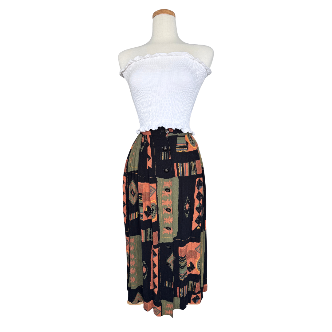 Eric Ryan Abstract Button Front Skirt | Medium-Large