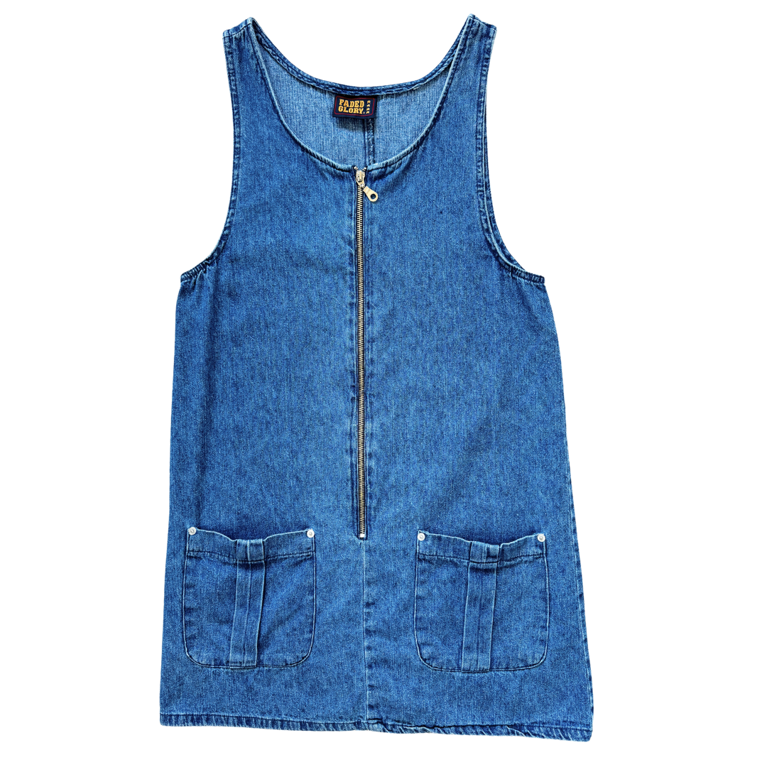 Vintage 90s Faded Glory Sleeveless Denim Mini Dress | Small purpleastervintage Vintage 90s Faded Glory Sleeveless Denim Mini Dress | Small purpleastervintage