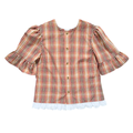 Up-Cycled Fall Striped Ruffled Blouse | Extra-Small / Small