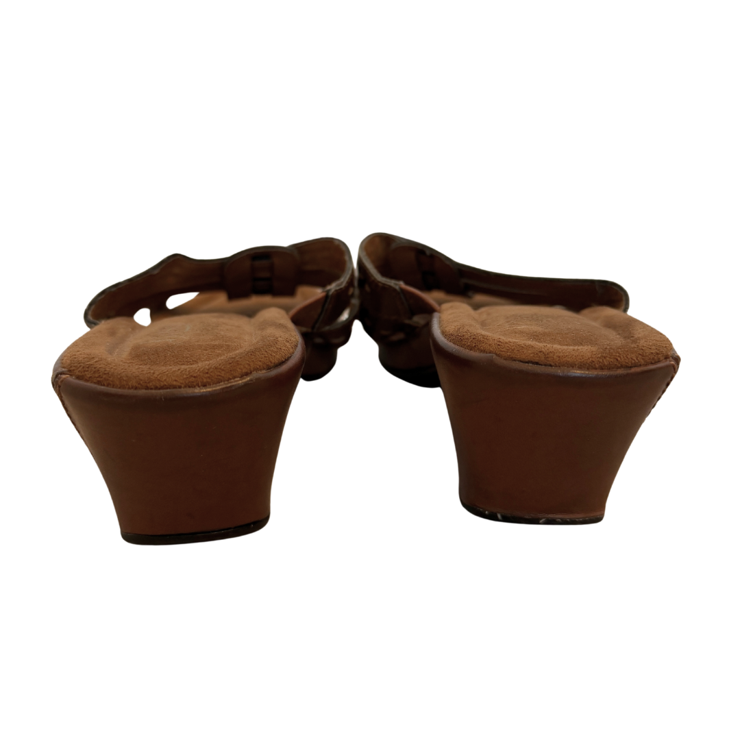 G.H. Bass Brown Lattice Wedge Sandals | 7M