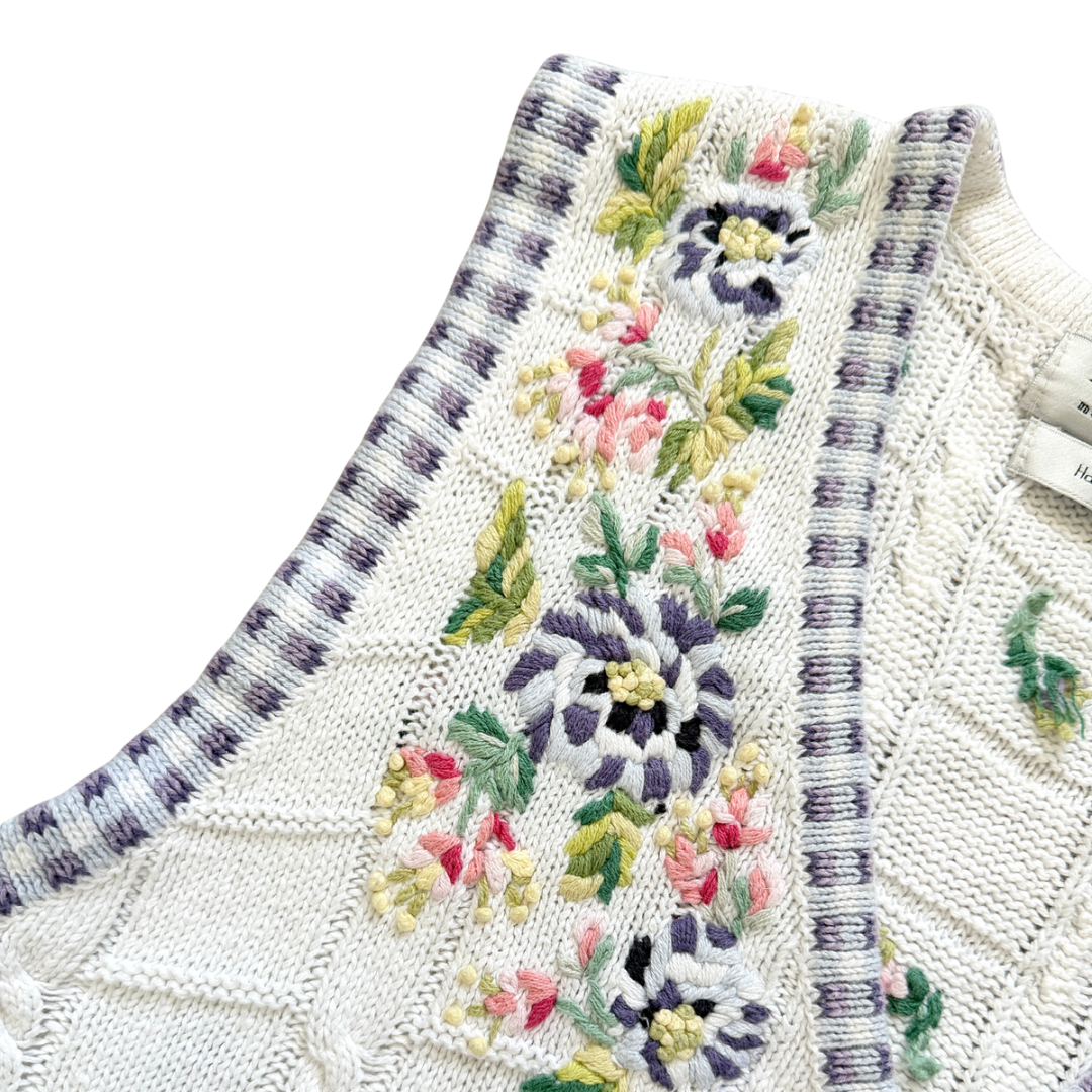 Portraits by Northern Isles Ramie and Cotton Floral Knit Vest | Medium
