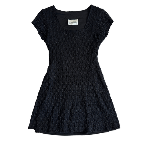 Vintage 1980s Two Roads Black Short Sleeve Mini Dress | Extra-small / Small