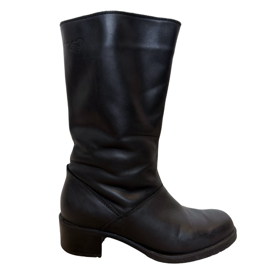 Henri Pierre Square Heel Black Leather Boots | 6 1/2-7