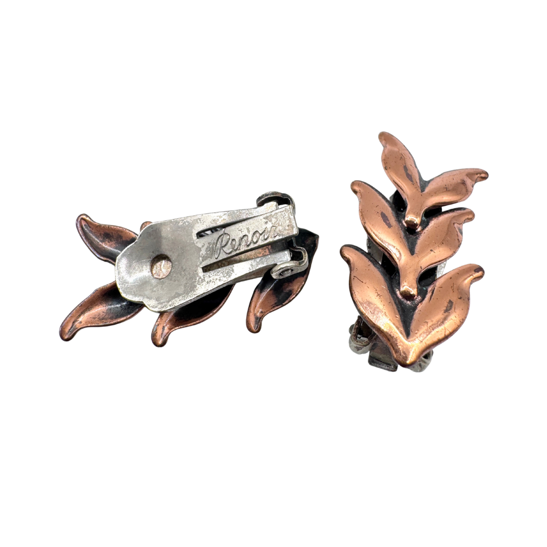 Renoir Copper Leaf Clip-on Earrings