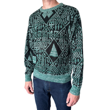 Load image into Gallery viewer, Men&#39;s Oscar De La Renta Green and Black Abstract Sweater | Large
