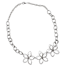 Load image into Gallery viewer, Upcycled Chunky Chain and Wire Flower Necklace
