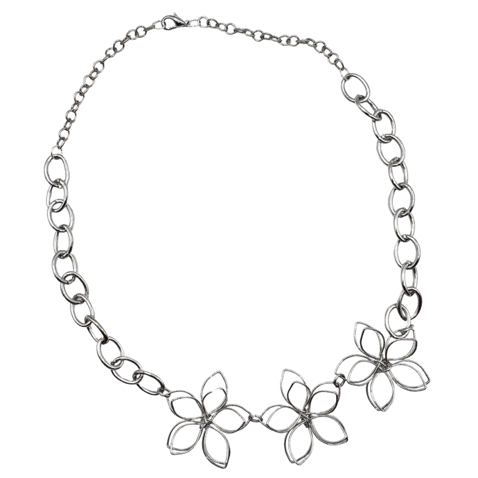 Upcycled Chunky Chain and Wire Flower Necklace