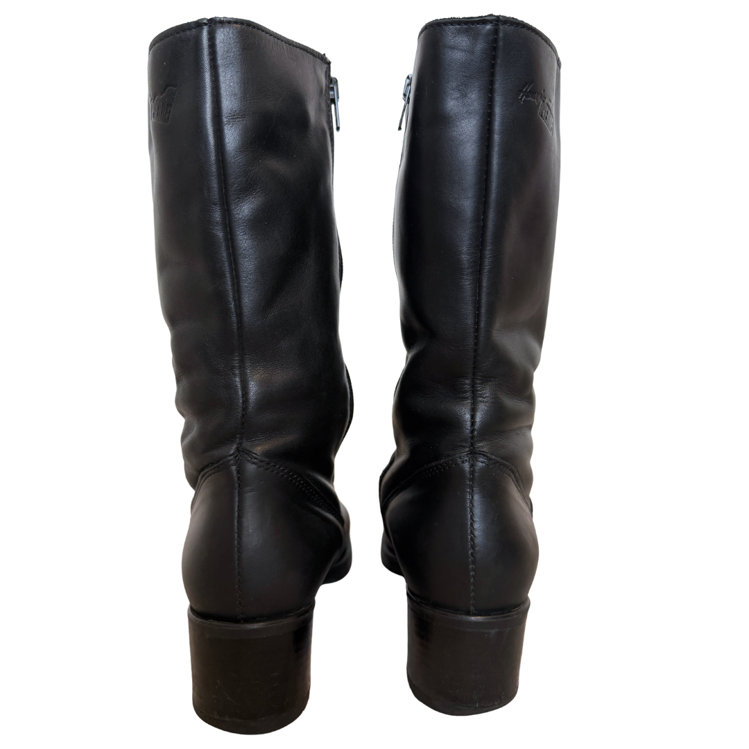 Henri Pierre Square Heel Black Leather Boots | 6 1/2-7