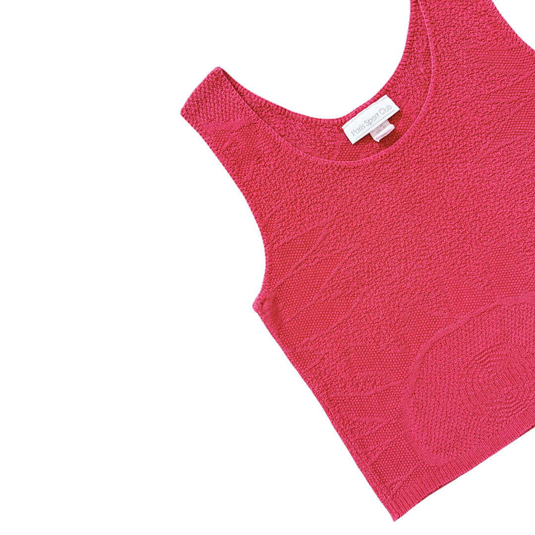 Paris Sport Club Coral Knit Graphic Tank Top | Medium