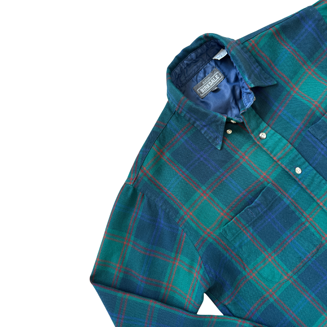Eaton Birkdale Blue and Green Plaid Button Down Shirt | Small - Medium