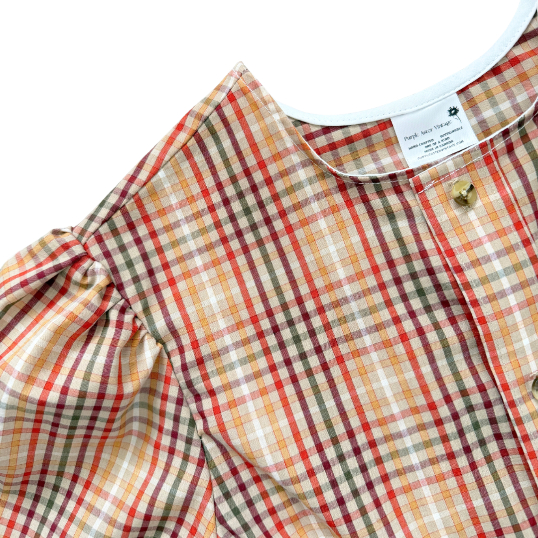Up-Cycled Fall Striped Ruffled Blouse | Extra-Small / Small