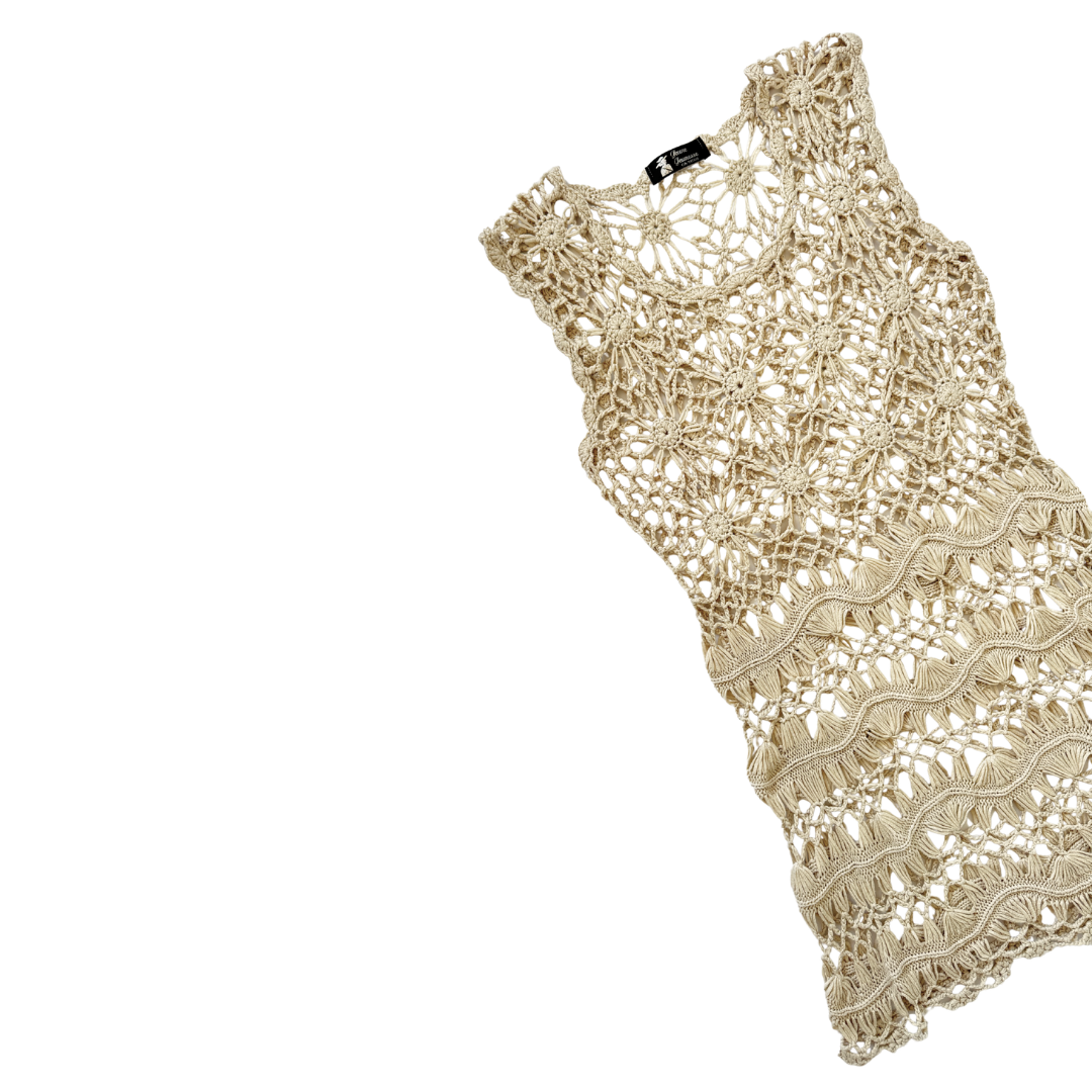 Jeune Jeunesses Beige Floral Crochet Dress | Extra-Small / Small